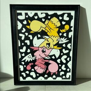 Heart-Themed Pink and Yellow Art Print